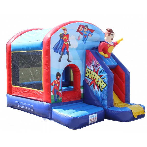 Springkussen Superhelden met glijbaan 4x3