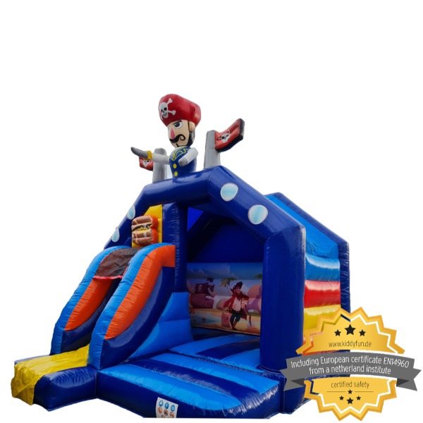 Springkussen Piraat met glijbaan 5x4m huren Springkussen Piraat met glijbaan 5x4m huren